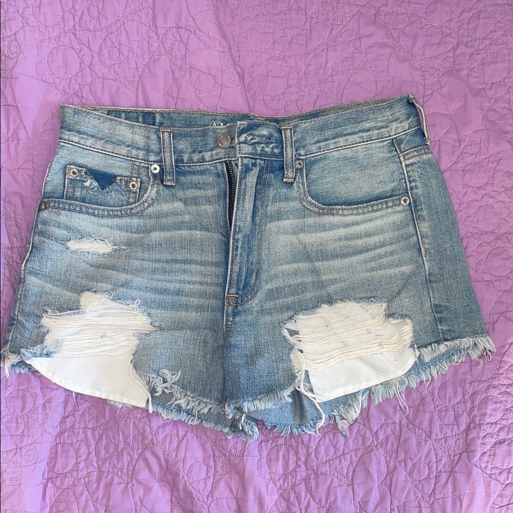 Distressed Denim Shorts - vintage high-rise festival